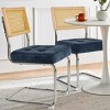Set of 2 Kylie 20.5" Wider Flannel Upholstered Tufted Seat With Metal Chrome Legs and Woven Rattan Backrest Dining Chairs - Maison Boucle - 2 of 4