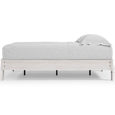 Whitewash Chic Full Platform Bed with Storage Drawer