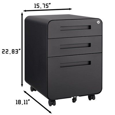 Compact rolling file cabinet with anti-tilt design¡ªthree drawers for legal/A4 documents, moisture-proof steel for office durability.