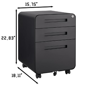 Compact rolling file cabinet with anti-tilt design¡ªthree drawers for legal/A4 documents, moisture-proof steel for office durability. - 1 of 4