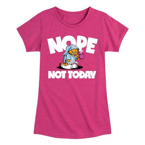 Girls' - Garfield - Nope Not Today Fitted Short Sleeve Graphic T-Shirt - image 1 of 4