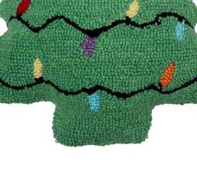 Green Christmas Tree Shaped Hooked Accent Pillow