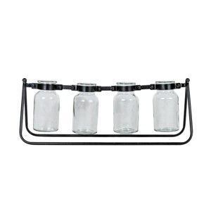 4 Vase Bud Vase Holder Black Cast Iron & Glass by Foreside Home & Garden - 1 of 4