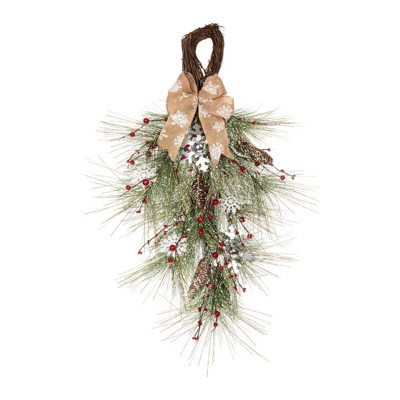 Transpac Artificial Stem 32 in. Multicolor Christmas Snowflakes and Berries Drop