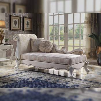 78" Picardy Fabric Chaise Lounge Antique Pearl - Acme Furniture