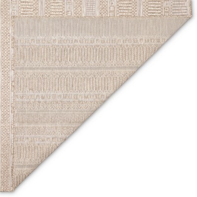 Ivory Flat Woven Synthetic Stripe Indoor/Outdoor Rug 1'11" x 7'6"