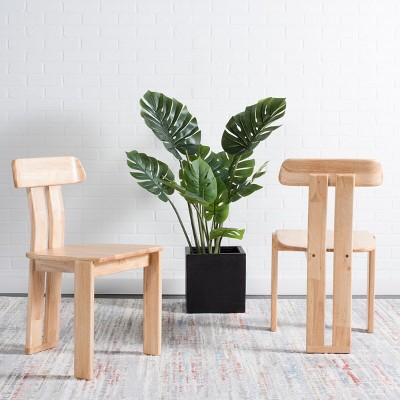 Walnut Wood White Slat Back Dining Chair