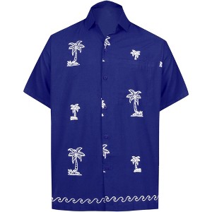 LA LEELA Men's Hawaiian Shirt Fashion Button Down Short Sleeves Holidays Aloha Party Casual Tops Summer Beaches Shirts for Mens - 1 of 4