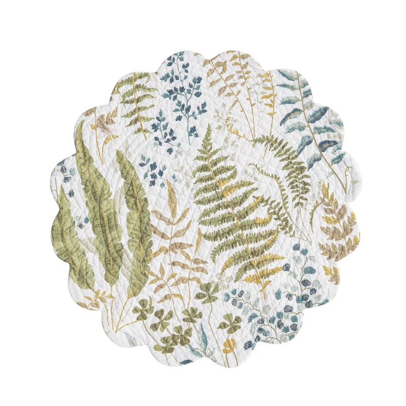 C&F Home Cecil Round Quilted Reversible Botanical Fern Placemat Set of 6, 3 of 10