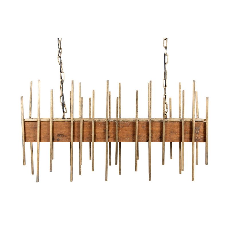 35.5&#34; Wood Pendant Ceiling Light with Metal Rods - Storied Home, 1 of 9