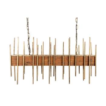 35.5" Wood Pendant Ceiling Light with Metal Rods - Storied Home