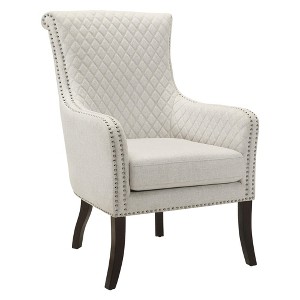 Polyester Upholstery Solid Wood Quilted Accent Chair with Nailhead Trim, Diamond Stitched Back and Reversible Seat Cushion - 1 of 4