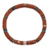 Chisel Stainless Steel Brushed Red Stone and Black Spectrolite Beaded Stretch Bracelet - 3 of 3