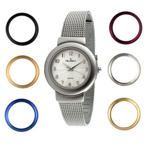 Peugeot Women's Silver Watch Gift Set with 7 Changeable Bezels - 1 of 4