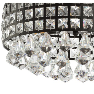 Meredith 14.5" Black Crystal Drum LED Flush Mount