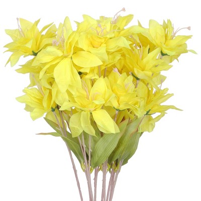 REGALWOVEN Real Touch Long Stem Artificial 3 Heads Lilies Flower 25.6" 10 Pcs