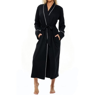 ADR Womens Long Knit Robe with Pockets Black X Large