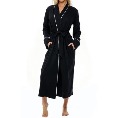 Womens Soft Cotton Knit Jersey Lounge Robe with Pockets, Long