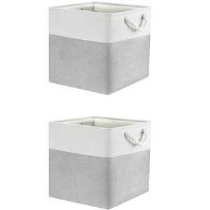 REGALWOVEN Closet Square Fabric Collapsible Storage Cube Bin with Handle 2 Pcs - 1 of 4