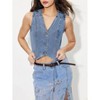 Women's Denim Vest Sleeveless V-Neck, Stretch Cotton Jacket for Casual Outfits - 3 of 3
