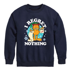 Boys' - Garfield - I Regret Nothing Graphic Long Sleeve Fleece Sweatshirt - 1 of 4