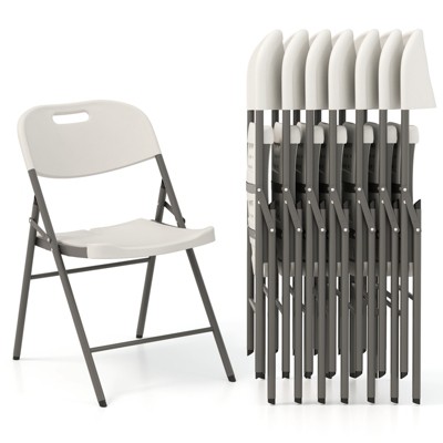 Tangkula 4 Pack / 8 Pack / 12 Pack Folding Chairs, Stackable Plastic Chairs with Waterproof HDPE Seat