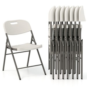 Tangkula 4 Pack / 8 Pack / 12 Pack Folding Chairs, Stackable Plastic Chairs with Waterproof HDPE Seat - 1 of 4