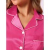 cheibear Women's Buton Down Sleepwear with Pants Nightwear Lounge Pajama Set 2 Pcs - 4 of 4