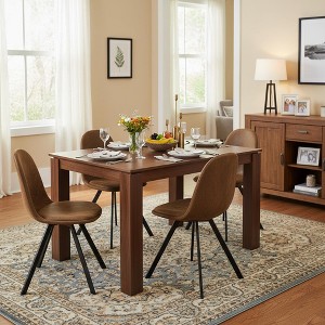 FurnitureR 47.2" Dining Table Set with 4 Swivel Chairs, MDF Table Top and Legs, Upholstered 360° Rotating Dining Chairs for Kitchen & Dining Room - 1 of 4