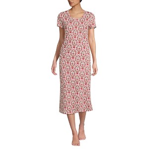 Lands' End Women's Cotton Short Sleeve Midcalf Nightgown - 1 of 3