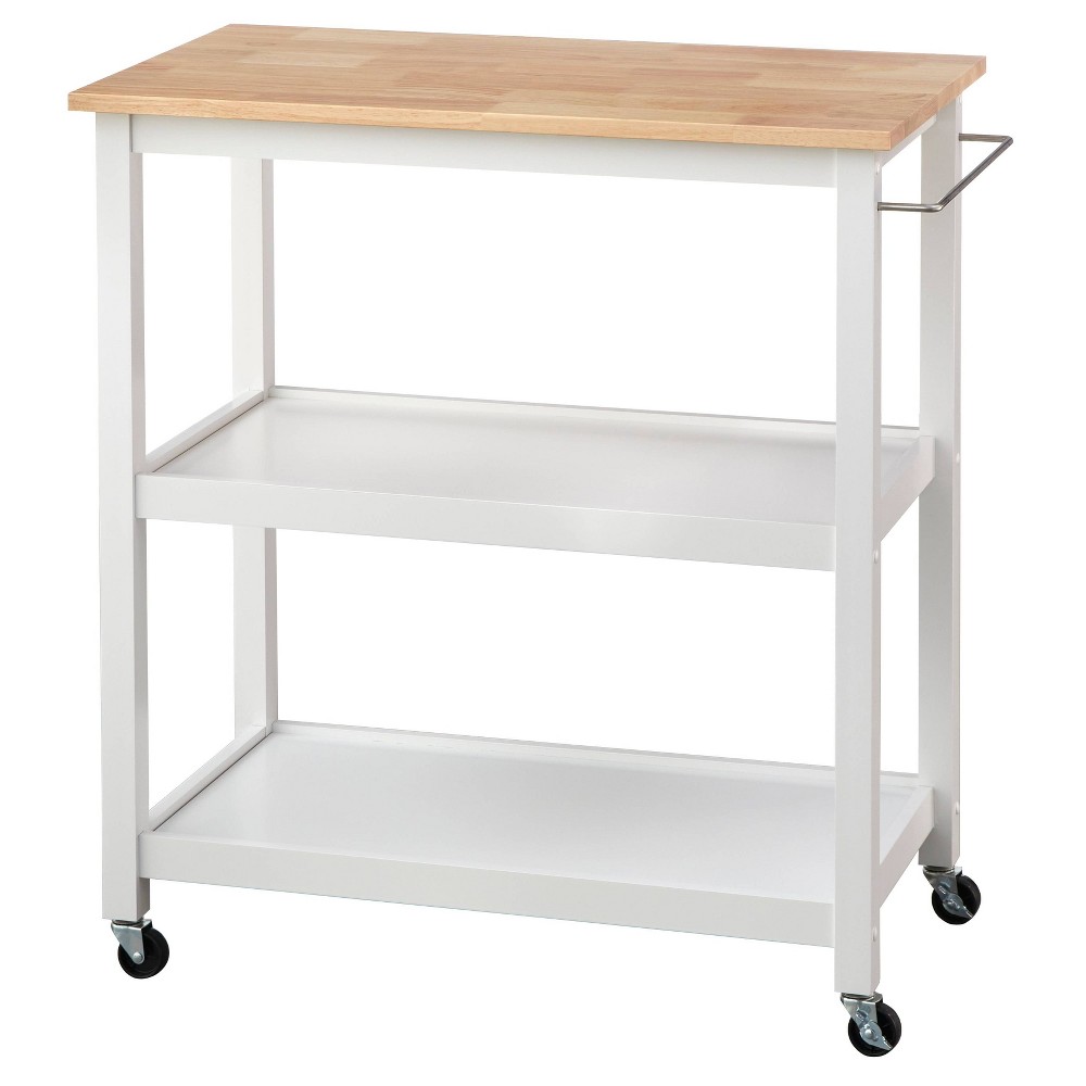 Photos - Other Furniture Mylah Kitchen 2-Tier Rolling Cart White/Natural - Buylateral