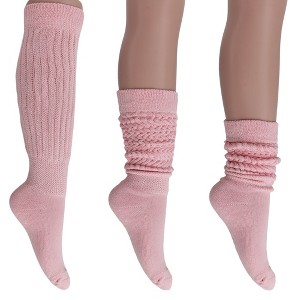 Women's Slouch Socks – Soft Cotton Scrunch Socks, Retro Knee-High Boot Socks for Casual Wear & Comfort (6 Pairs) - 1 of 1