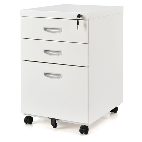 Costway 3 Drawer Mobile File Cabinet Steel For Legal Letter Files W Lock Handle Target