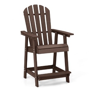 Costway 1/2/4 PCS Tall Bar Stool HDPE Patio Chair with Armrest Footrest Home Indoor Outdoor Brown - 1 of 4