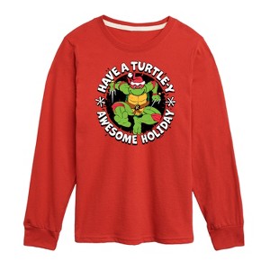 Boys' - Teenage Mutant Ninja Turtles - Have A Turtley Awesome Holiday Long Sleeve Graphic T-Shirt - 1 of 4