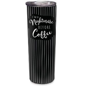 Elanze Designs Nightmare Before Coffee Black Pinstripe 20 ounce Stainless Steel Travel Tumbler - 1 of 4