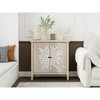 2-Door Carved Storage Cabinet with Adjustable Shelf, Accent Furniture for Living Room, Hallway, Kitchen - 3 of 4