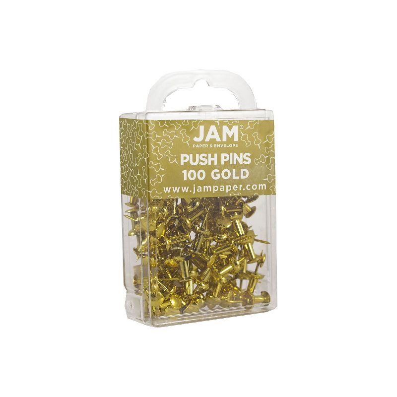 JAM Paper Colored Pushpins Gold Push Pins 2 Packs of 100 222419051A, 2 of 6