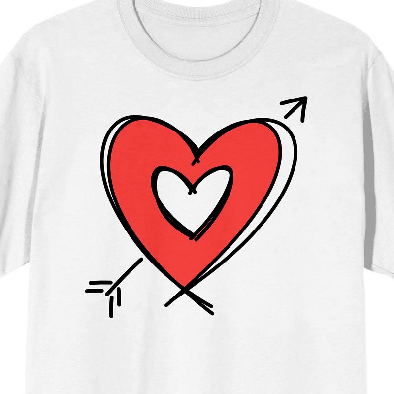 Valentine's Day Arrow Heart Crew Neck Short Sleeve Women's White T-shirt, 2 of 4