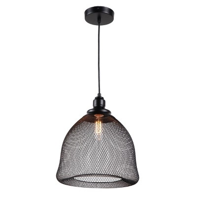 Chloe Lighting Ironclad Industrial 1 Light Textured Black Mini Ceiling Pendant 12" Wide