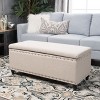 NicBex Polyester Storage Ottoman Bench,Upholstered Storage Ottoman with Nailhead Accents,Modern Storage Bench for Living Room,Bedroom,Wheat - 2 of 4