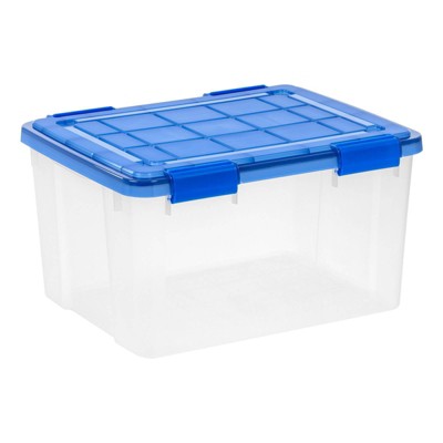 Set of 4 Clear Blue 44 Quart Stackable Storage Bins