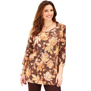 Catherines Women's Plus Size Easy Fit 3/4-Sleeve Scoopneck Tunic - 1 of 4