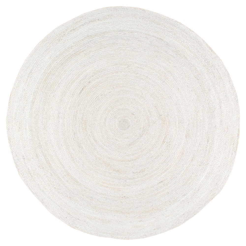 8' Round Hand Woven Rigo Jute Area Rug Off White - nuLOOM