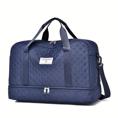 Luupatchy Three-Dimensional Diamond Patterned Travel Bag, Dry Wet Separation , For Travel, Fitness Yoga, Weekend Tote Overnight Bag,Lake Blue