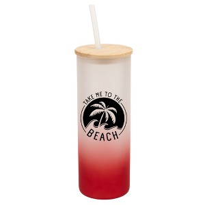Elanze Designs Take Me To The Beach Summer Vibes Wrap-Around Design 25 Ounce Frosted Gradient Glass On-The-Go Coffee Travel Skinny Tumbler Mug Cup, - 1 of 1
