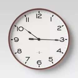 16" Thin Frame Wall Clock Red/Brown - Threshold™