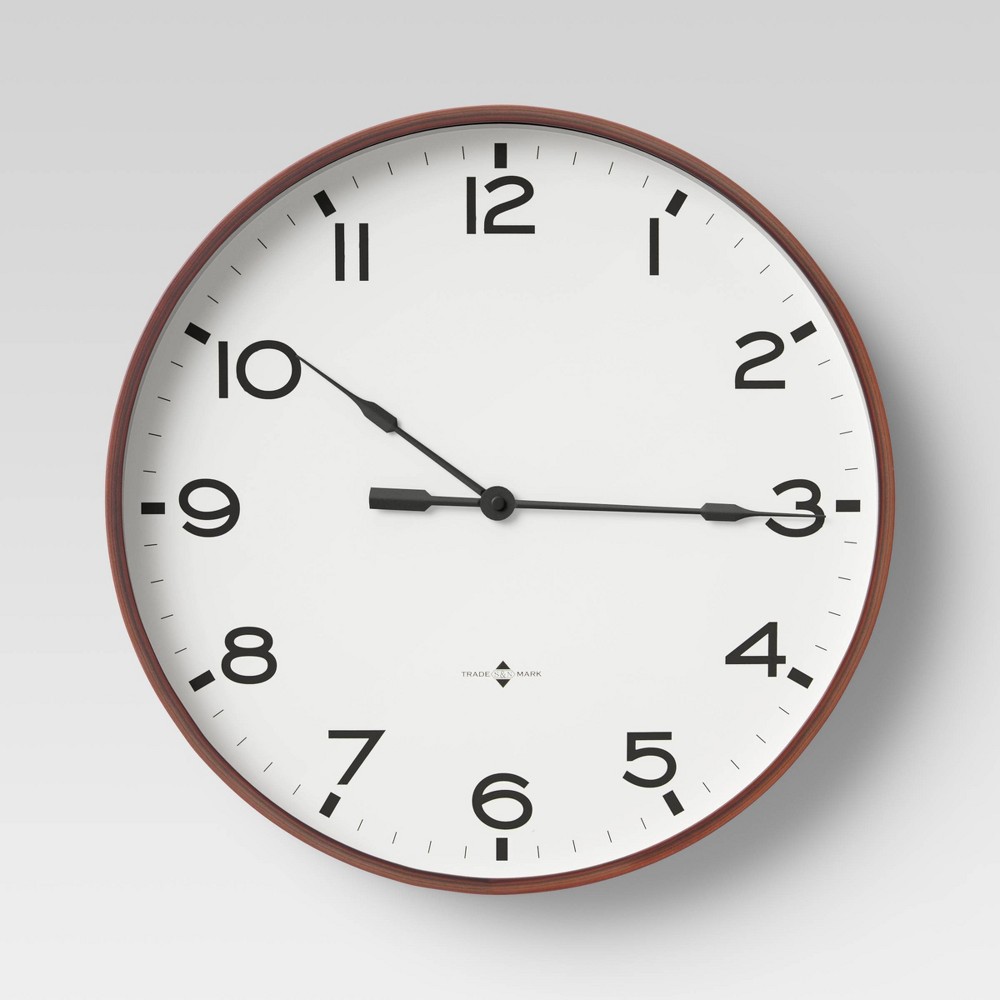 Photos - Wall Clock 16" Thin Frame  Red/Brown - Threshold™