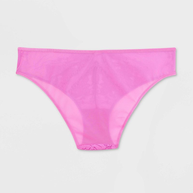 Women&#39;s Lace and Mesh Lingerie Cheeky Underwear - Auden&#8482; Neon Pink, 6 of 6