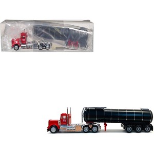 Kenworth W-900 Red with Asphalt Tanker Trailer 1/87 (HO) Plastic Model Car by Promotex - 1 of 4